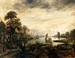 Moonlit Riverscape by Aert van der Neer