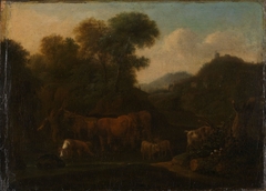 Mountain Landscape with Shepherd by Jan van Gool