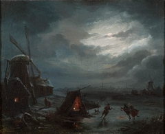 Nachtelijk ijsgezicht by Jan Baptist Tetar van Elven