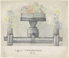 Ontwerp voor een zilveren tafelstuk, versierd met bloemen en fruit by Mathieu Lauweriks