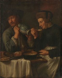 Peasants at Meal by tysk Ukjent kunstner