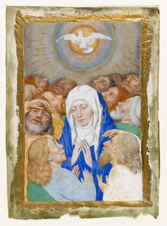 Pentecost showing the Virgin surrounded by 12 apostles by Anonymous