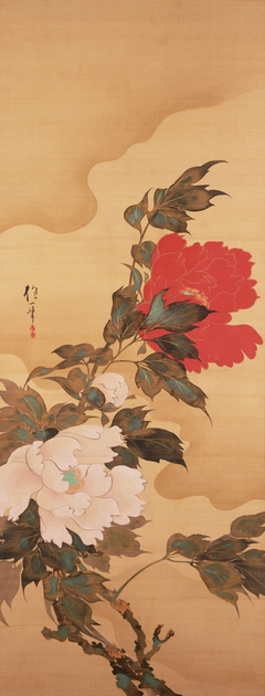 Peonies in the Wind by Sakai Hoitsu