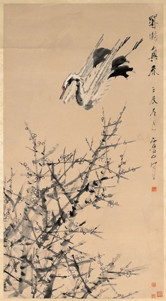 Plum Blossoms, Crane, and Spring by Xu Gu