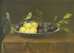 Plums in a Chinese dish by Jacob van Es