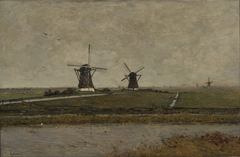 Polder with Mills near Overschie by Paul Joseph Constantin Gabriël