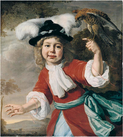 Portrait of a young boy with a falcon by Bartholomeus van der Helst