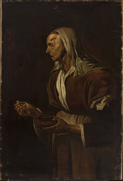 Portrait of an old woman with a bowl by Pietro Bellotti