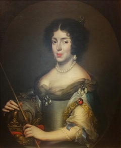 Portrait of Queen Marie Casimire Sobieska with a nipple visible (detail). by Daniel Schultz