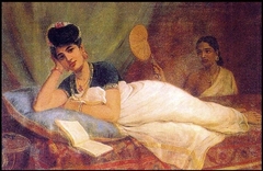 Reclining Woman by Raja Ravi Varma