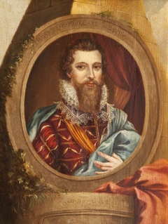 Robert Devereux, 2nd Earl of Essex (1566-1601) in a Memorial Setting (partially after Isaac Oliver and Hubert-Francois Gravelot)) by Anonymous