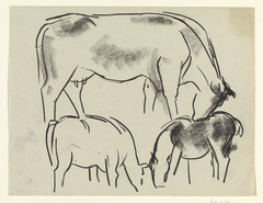 Schetsen van koeien en een paard by Leo Gestel