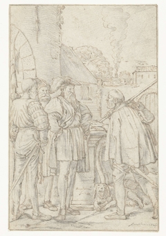 Schout van Dordrecht ontvangt de brief van de graaf by Willem Pietersz. Buytewech