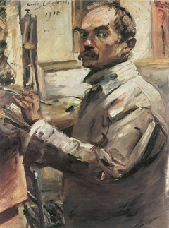 Selbstporträt im weißen Kittel by Lovis Corinth