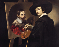 Self-Portrait with a Portrait on an Easel by Nicolas Régnier