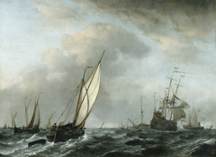 Ships in a Breeze by Willem van de Velde the Younger