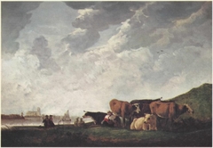 Six cows in a meadow by Aelbert Cuyp