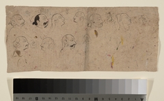 Sketch Page of Facial Studies, likely Maharao Kishor Singh by Anonymous