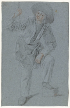 Staande jongen die aan een touw trekt by Cornelis Dusart