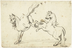 Steigerend en een galopperend paard by Gerard ter Borch I