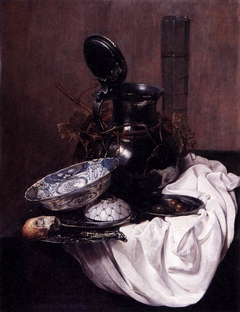 Still Life with a Pewter Pitcher and a Chinese Bowl by Jan Treck