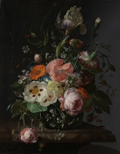 Still Life with Flowers on a Marble Tabletop by Rachel Ruysch