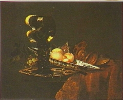 Still life with roemer and fruit by Gerard van Berleborch