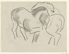 Studieblad met paarden by Leo Gestel