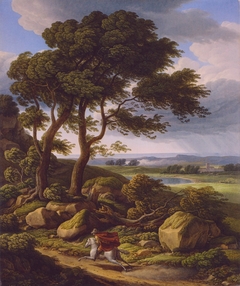 Sturmlandschaft mit Reiter. by Johann Christian Reinhart