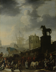 The climbing of the Capitol with the gray horse of the newly elected pope by Johannes Lingelbach