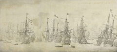 "The Failed Attack of the English on the Return Fleet in the Port of Bergen, Norway, 12 August 1665 by Willem van de Velde I