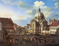 The New Town Market Square with St. Kazimierz Church by Bernardo Bellotto