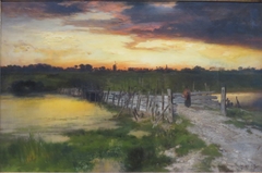 The Old Bridge over Hook Pond, East Hampton, Long Island, New York by Thomas Moran