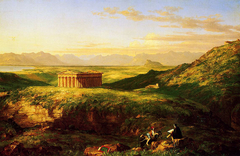 The Temple of Segesta with the Artist Sketching by Thomas Cole