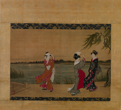 Three Girls on a Riverbank by Torii Kiyonaga