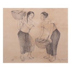 Two Women with Baskets by Anita Magasaysay-Ho