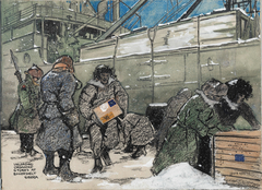 Unloading Ordnance Stores, Eggershelt by Louis Keene