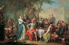 Unterhaltung im Freien mit Wein und Gesang by Franz Christoph Janneck