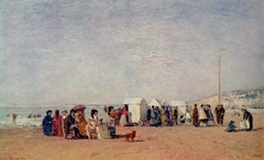 Plage à Trouville by Eugène Boudin