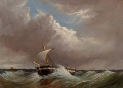 Untitled (Seascape with Single-Mast Fishing Vessel) by Thomas Harrison Hair