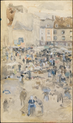 Variations in Violet and Grey—Market Place, Dieppe by James Abbott McNeill Whistler