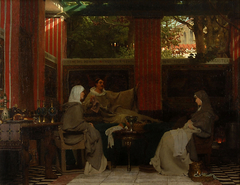 Venantius Fortunatus recites his verses to Radagonda VI and the abbess in the monastery of Poitier by Lawrence Alma-Tadema