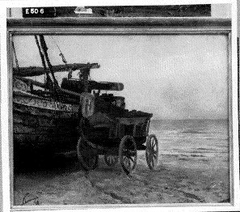 Vissersboot en wagen op het strand bij Scheveningen by Philip Sadée