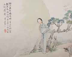 Woman with Basket by a Bridge by Qian Hui'an