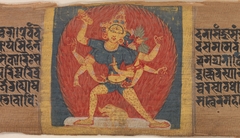 Wrathful Eight-armed and Three-faced Goddess Tara Marichi, Leaf from a dispersed Pancavimsatisahasrika Prajnaparamita Manuscript by Anonymous