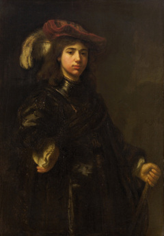 Young man with a plumed cap and a gorget by Reynier van Gherwen