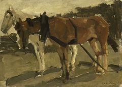 A Brown and a White Horse in Scheveningen by George Hendrik Breitner