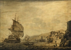 A Dutch ship arriving at Naples by Cornelis Boumeester