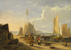 A Harbor Scene in the Isle of Wight, Looking Towards the Needle by George Vincent