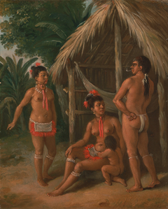 A Leeward Islands Carib family outside a Hut by Agostino Brunias